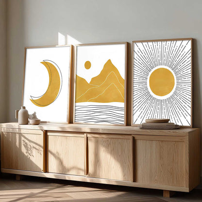 Home Decor Boho Painting Decorative Wall Art | Aesthetic poster With Frame For Living Room Bed Room Hotel Wall Decor Digital Reprint