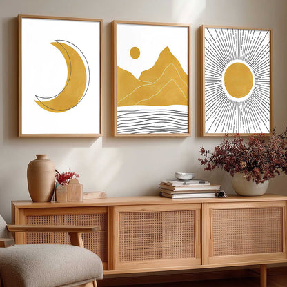 Home Decor Boho Painting Decorative Wall Art | Aesthetic poster With Frame For Living Room Bed Room Hotel Wall Decor Digital Reprint