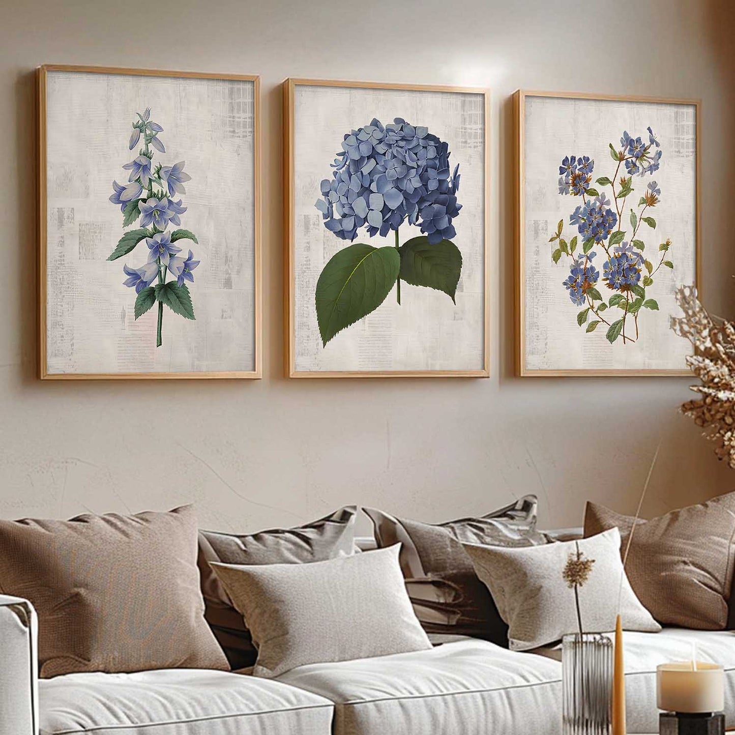 Home Decor Floral Painting Decorative Wall Art | Aesthetic Poster With Frame For Living Room Bed Room Hotel Wall Decor Digital Reprint