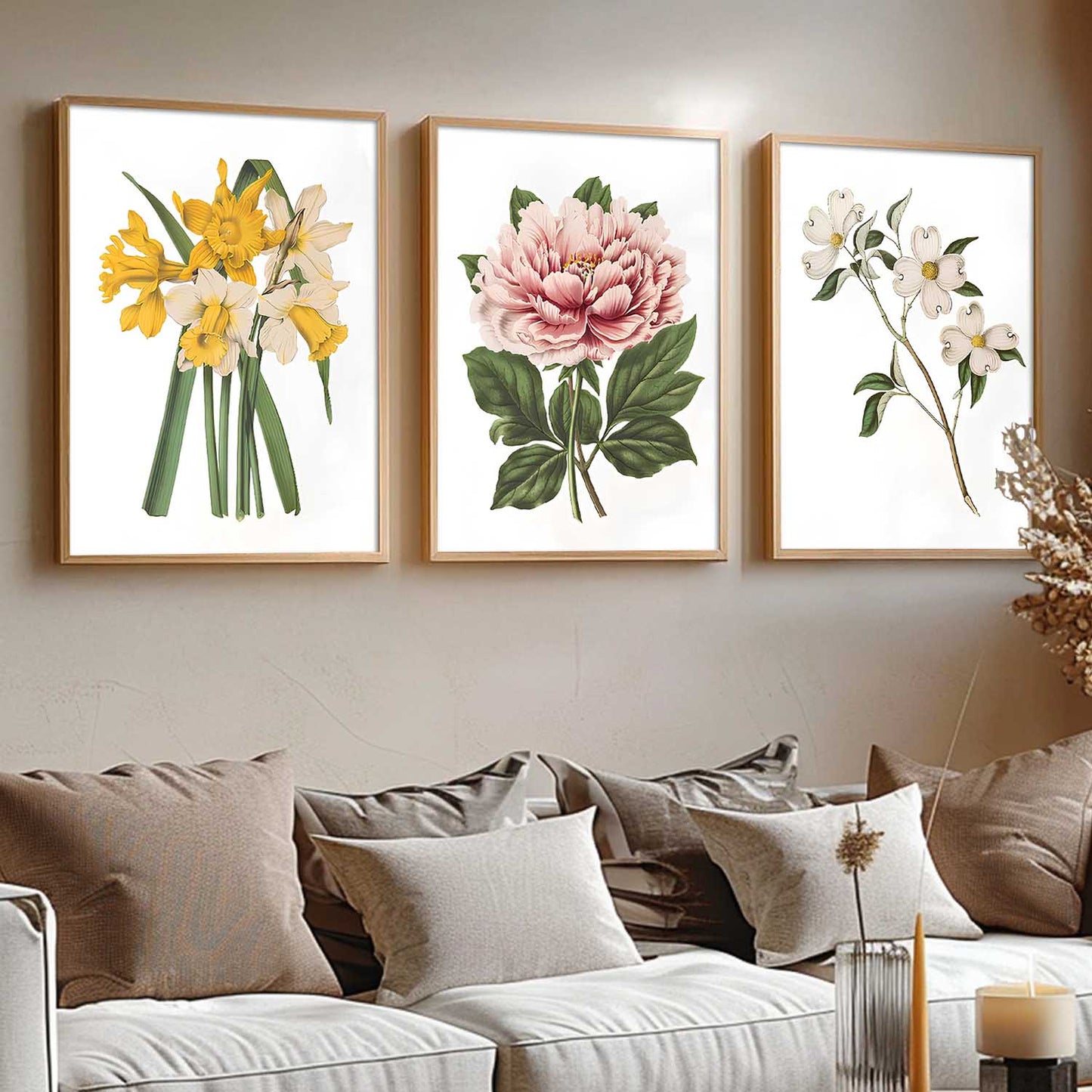 Floral Art Home Decoration | Aesthetic  Floral Paintings With Frame For Living Room Bed Room Hotel Wall Decor Digital Reprint