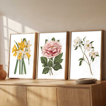 Floral Art Home Decoration | Aesthetic  Floral Paintings With Frame For Living Room Bed Room Hotel Wall Decor Digital Reprint