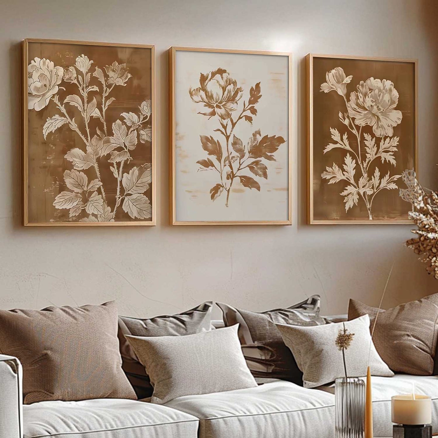Aesthetic Botanical Art Home Decoration Painting | Floral Paintings With Frame For Living Room Bed Room Hotel Wall Decor Digital Reprint