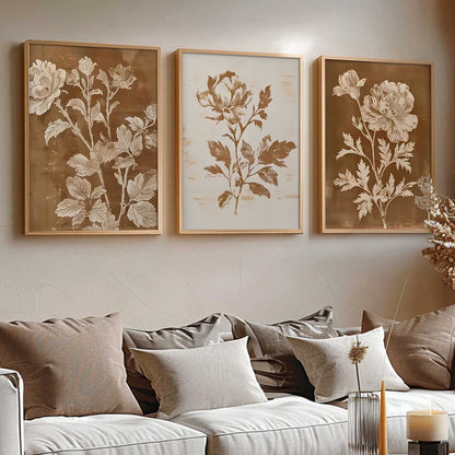 Aesthetic Botanical Art Home Decoration Painting | Floral Paintings With Frame For Living Room Bed Room Hotel Wall Decor Digital Reprint