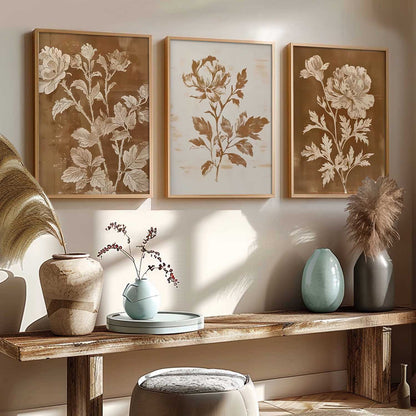 Aesthetic Botanical Art Home Decoration Painting | Floral Paintings With Frame For Living Room Bed Room Hotel Wall Decor Digital Reprint