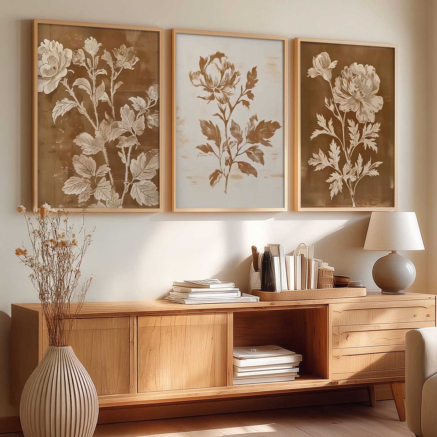 Aesthetic Botanical Art Home Decoration Painting | Floral Paintings With Frame For Living Room Bed Room Hotel Wall Decor Digital Reprint