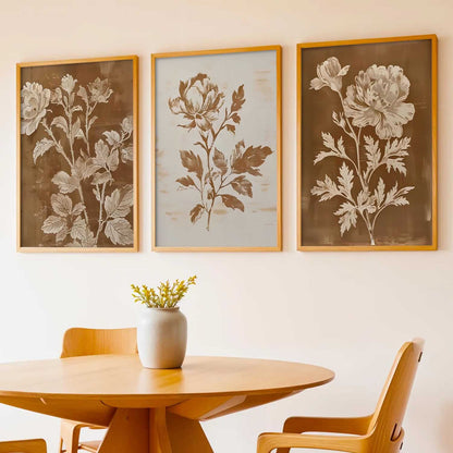 Aesthetic Botanical Art Home Decoration Painting | Floral Paintings With Frame For Living Room Bed Room Hotel Wall Decor Digital Reprint