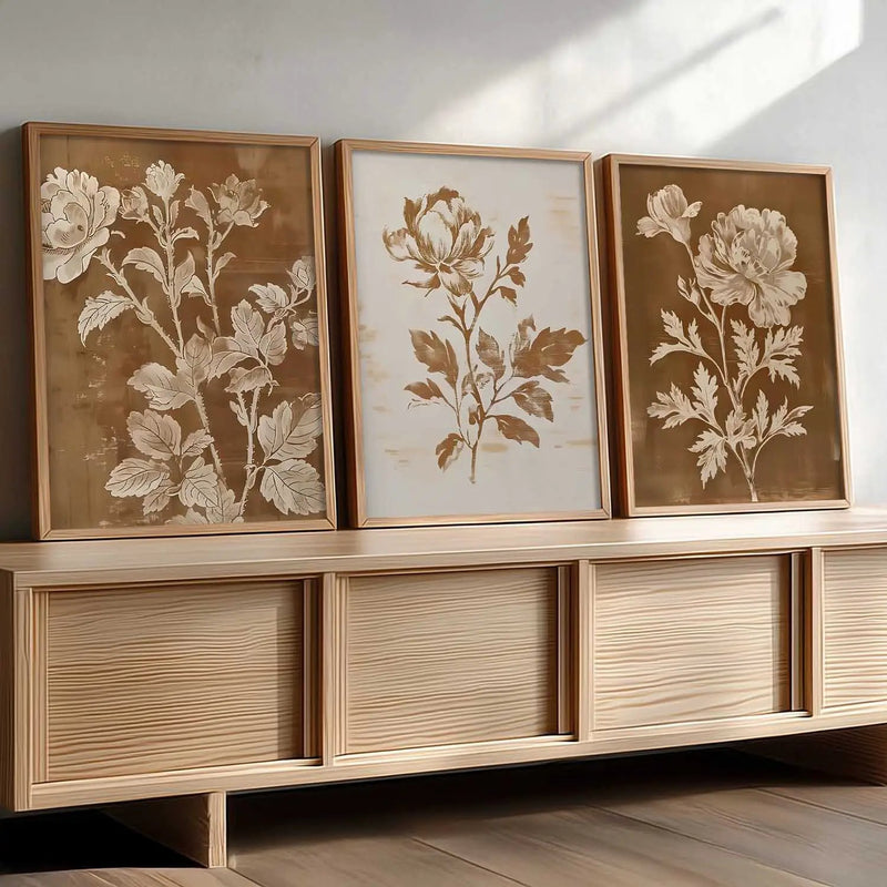 Botanical Framed Wall Art Prints | Set of 3 | Home Decor