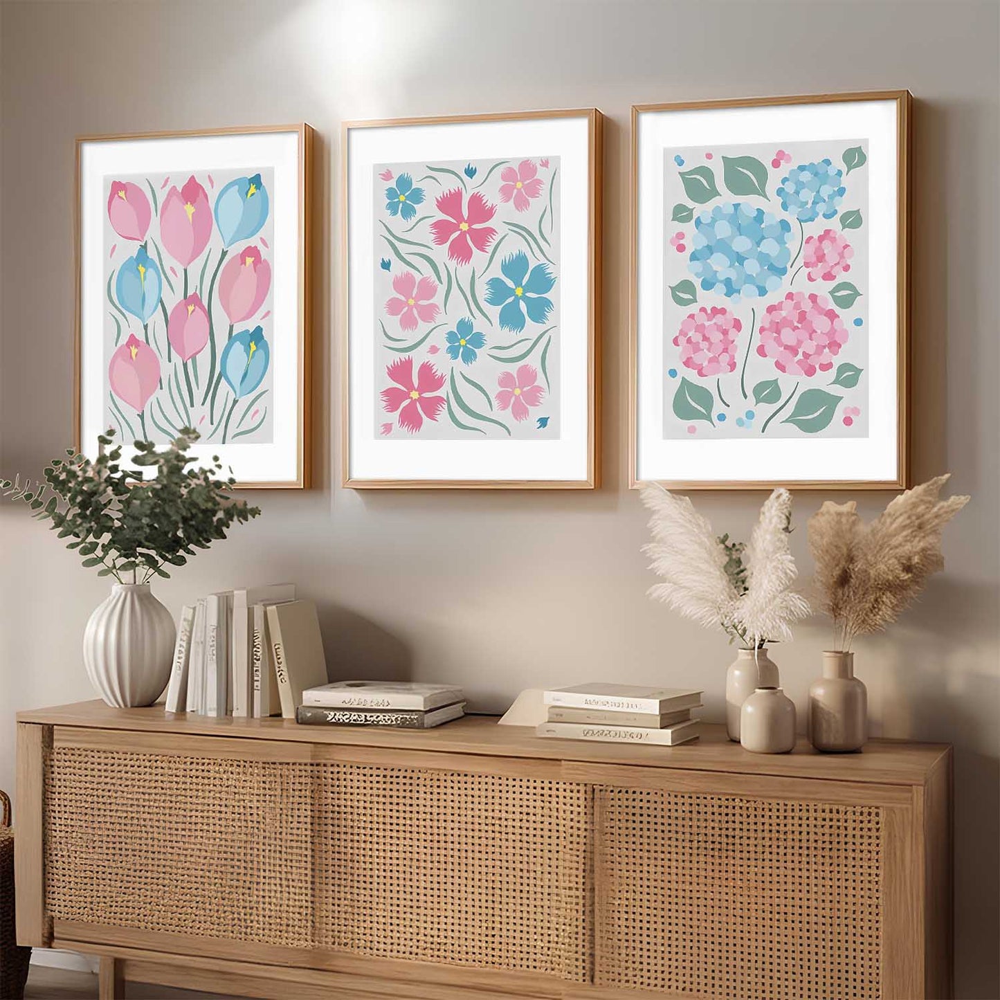 Home Decor Floral Painting Decorative Wall Art | Aesthetic poster With Frame For Living Room Bed Room Hotel Wall Decor Digital Reprint