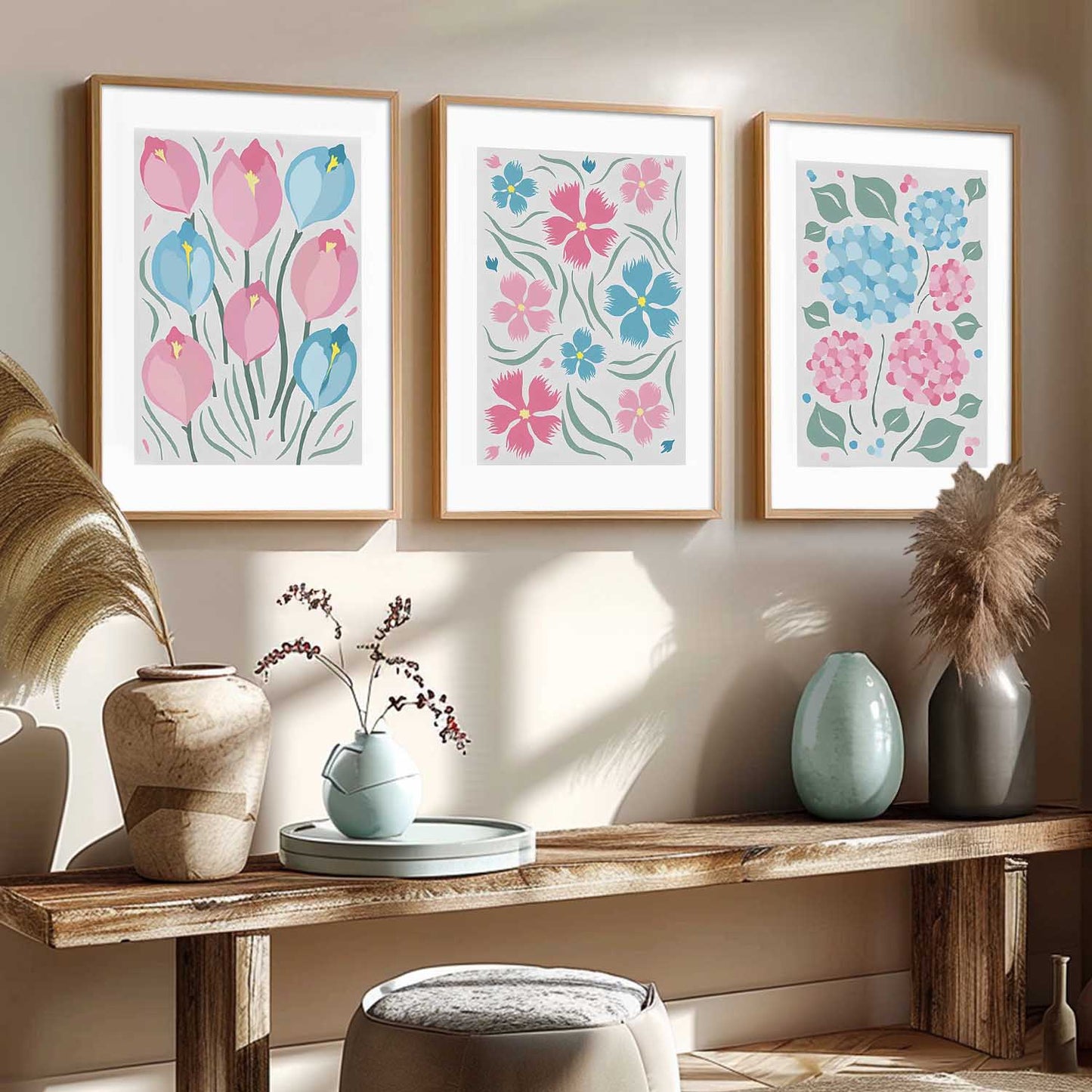 Home Decor Floral Painting Decorative Wall Art | Aesthetic poster With Frame For Living Room Bed Room Hotel Wall Decor Digital Reprint