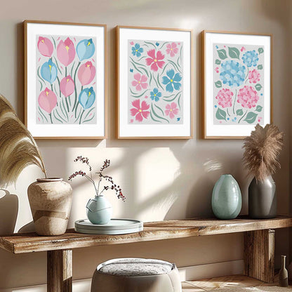 Home Decor Floral Painting Decorative Wall Art | Aesthetic poster With Frame For Living Room Bed Room Hotel Wall Decor Digital Reprint