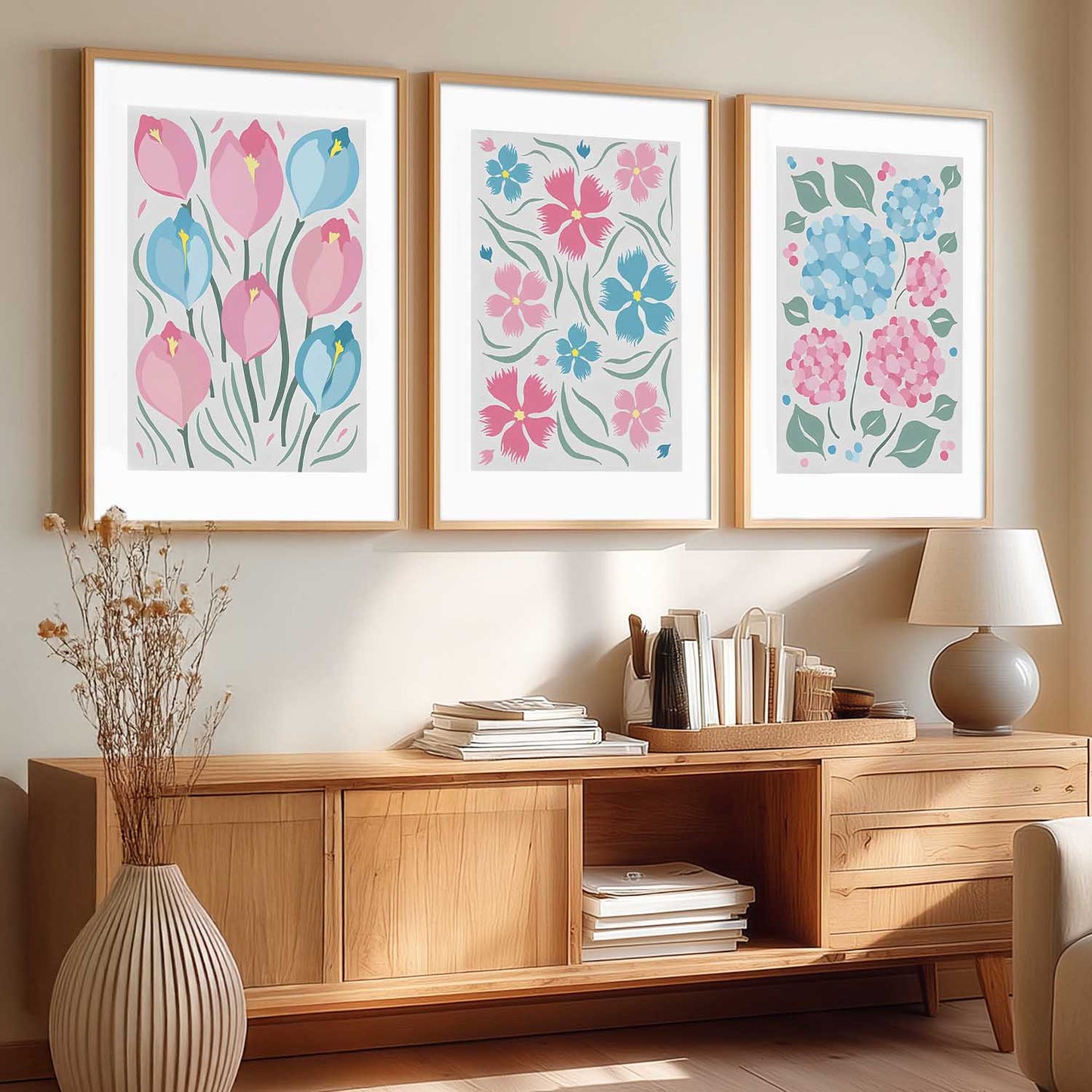 Home Decor Floral Painting Decorative Wall Art | Aesthetic poster With Frame For Living Room Bed Room Hotel Wall Decor Digital Reprint