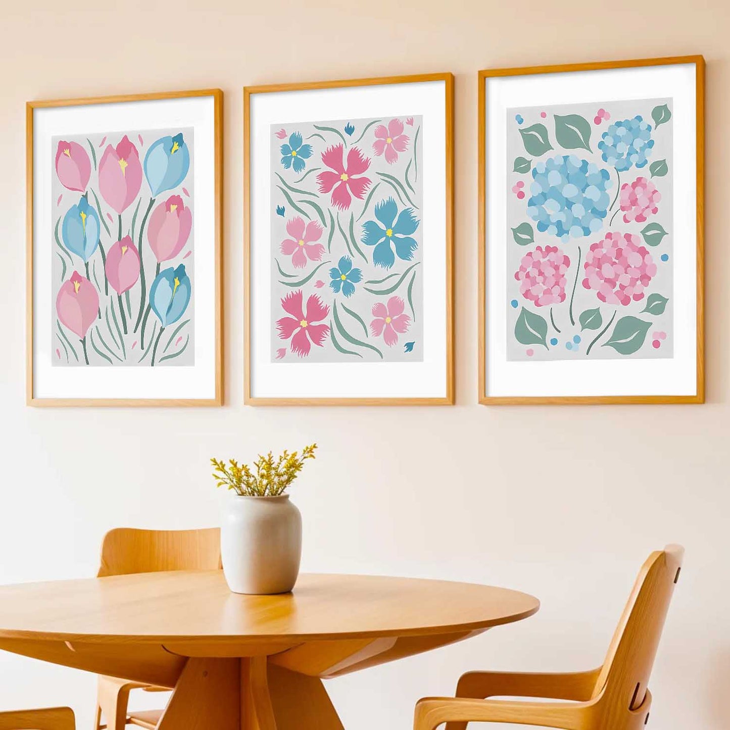 Home Decor Floral Painting Decorative Wall Art | Aesthetic poster With Frame For Living Room Bed Room Hotel Wall Decor Digital Reprint