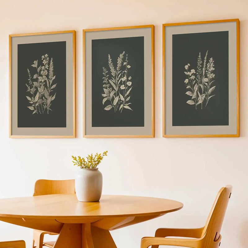 Botanical Framed Wall Art Prints | Set of 3 | Home Decor