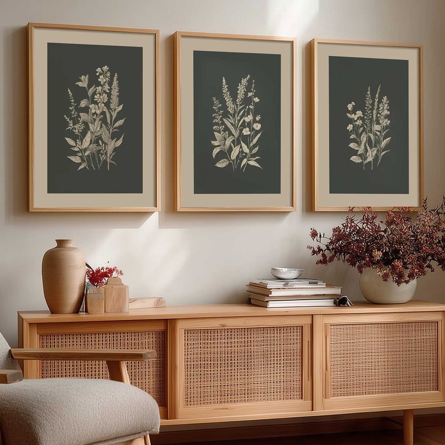 Aesthetic Botanical Art Home Decoration Painting | Floral Paintings With Frame For Living Room Bed Room Hotel Wall Decor Digital Reprint