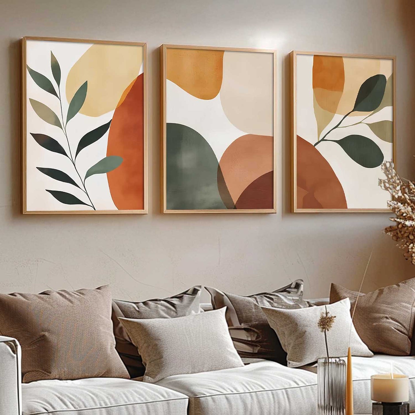 Home Decor Boho Painting Decorative Wall Art | Aesthetic Poster With Frame For Living Room Bed Room Hotel Wall Decor Digital Reprint