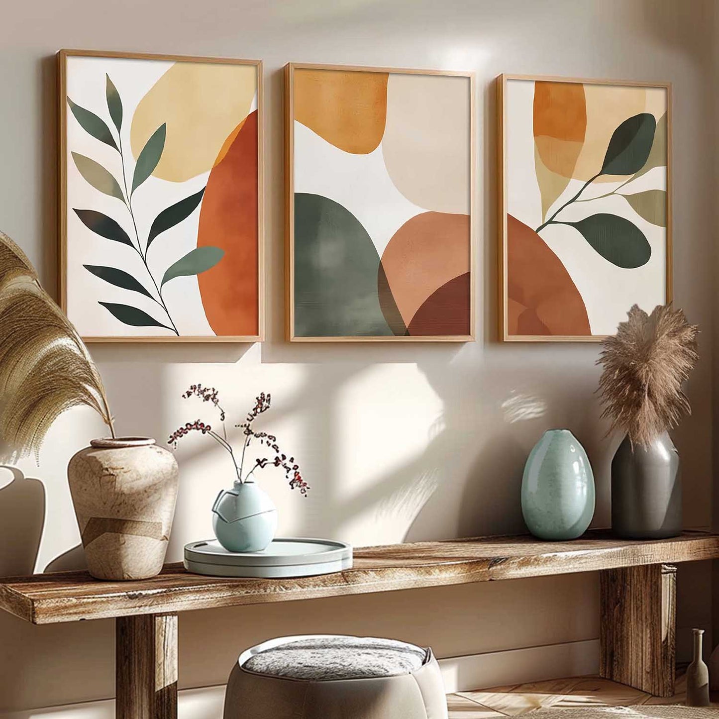 Home Decor Boho Painting Decorative Wall Art | Aesthetic Poster With Frame For Living Room Bed Room Hotel Wall Decor Digital Reprint