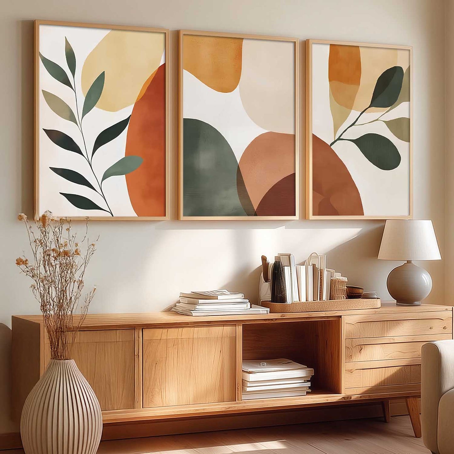 Home Decor Boho Painting Decorative Wall Art | Aesthetic Poster With Frame For Living Room Bed Room Hotel Wall Decor Digital Reprint