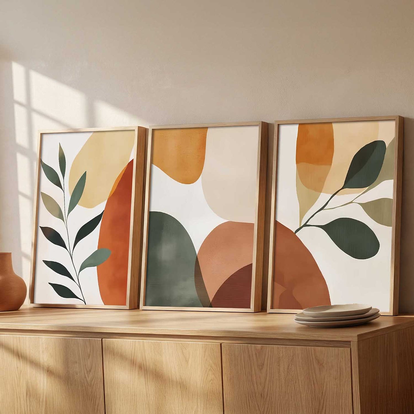 Home Decor Boho Painting Decorative Wall Art | Aesthetic Poster With Frame For Living Room Bed Room Hotel Wall Decor Digital Reprint