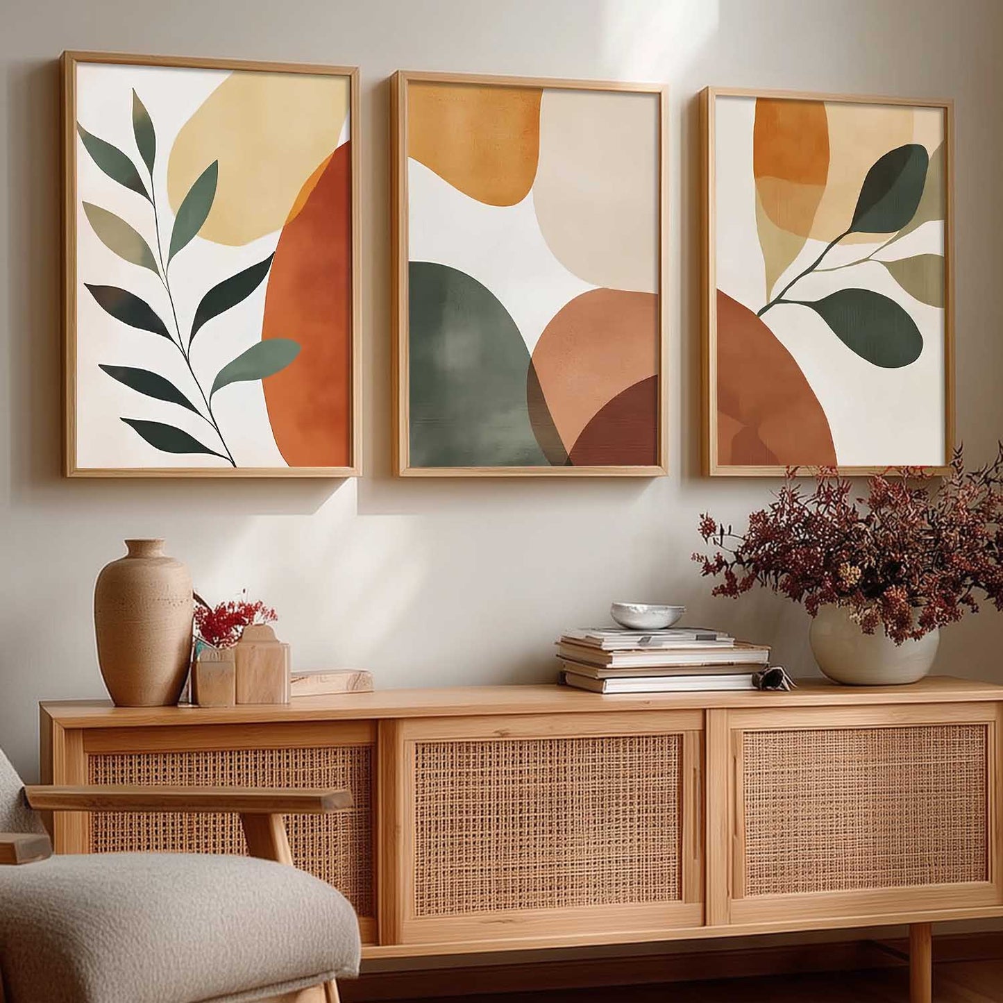 Home Decor Boho Painting Decorative Wall Art | Aesthetic Poster With Frame For Living Room Bed Room Hotel Wall Decor Digital Reprint