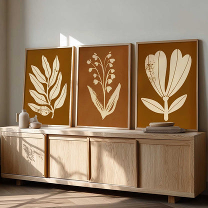 Botanical Art Home Decoration Painting | Floral Aesthetic Paintings With Frame For Living Room Bed Room Hotel Wall Decor Digital Reprint