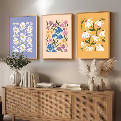 Home Decor Floral Painting Decorative Wall Art | Aesthetic Poster With Frame For Living Room Bed Room Hotel Wall Decor Digital Reprint