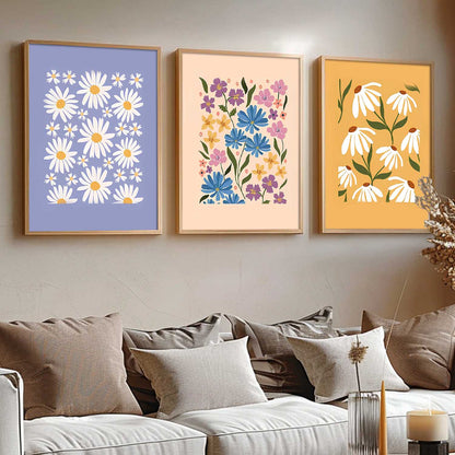 Home Decor Floral Painting Decorative Wall Art | Aesthetic Poster With Frame For Living Room Bed Room Hotel Wall Decor Digital Reprint