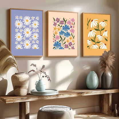 Home Decor Floral Painting Decorative Wall Art | Aesthetic Poster With Frame For Living Room Bed Room Hotel Wall Decor Digital Reprint