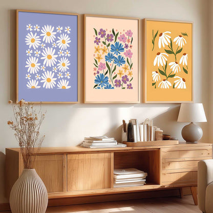 Home Decor Floral Painting Decorative Wall Art | Aesthetic Poster With Frame For Living Room Bed Room Hotel Wall Decor Digital Reprint