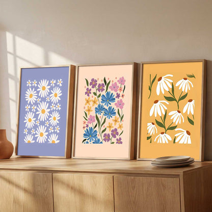 Home Decor Floral Painting Decorative Wall Art | Aesthetic Poster With Frame For Living Room Bed Room Hotel Wall Decor Digital Reprint