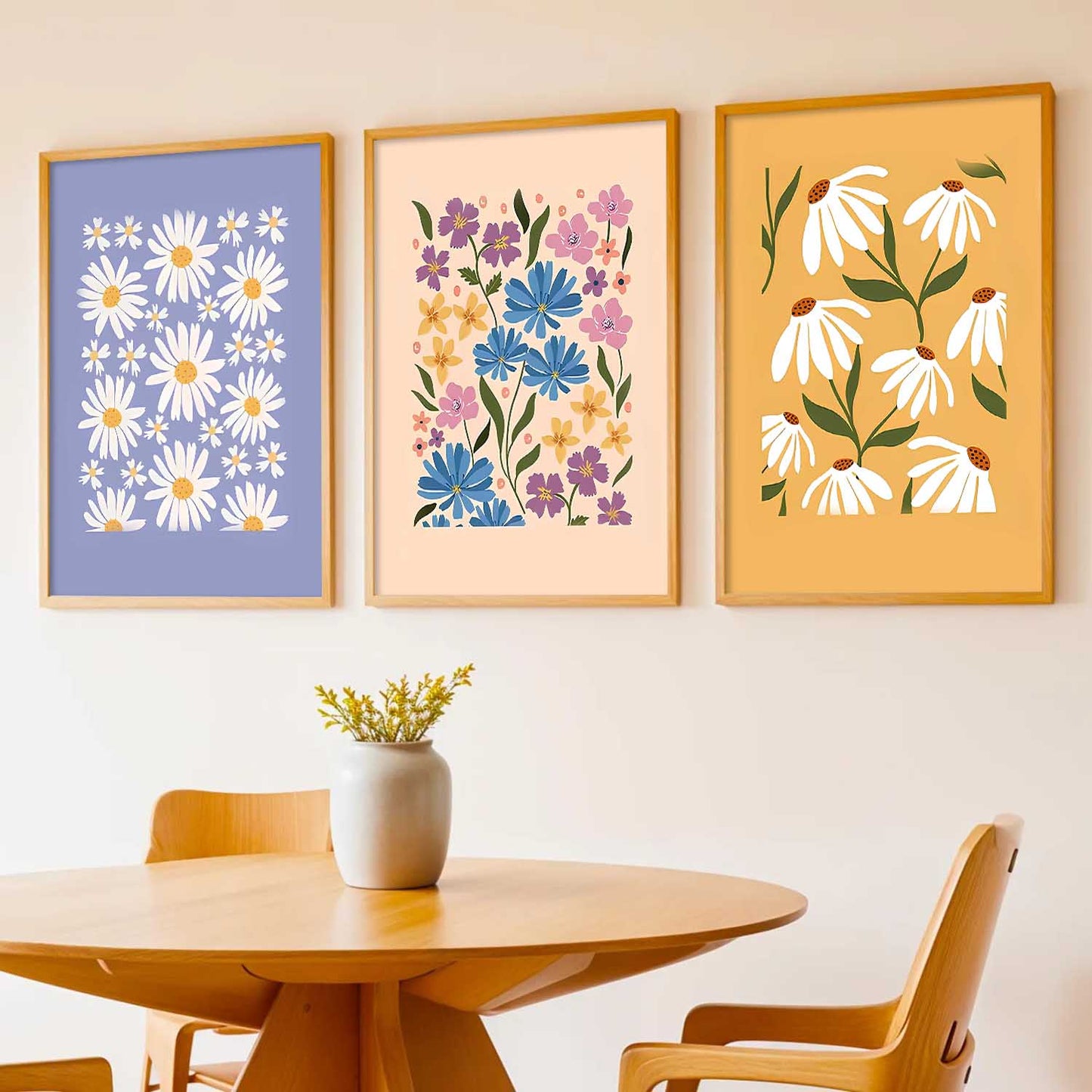 Home Decor Floral Painting Decorative Wall Art | Aesthetic Poster With Frame For Living Room Bed Room Hotel Wall Decor Digital Reprint