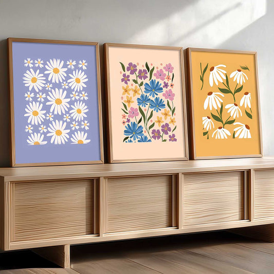 Home Decor Floral Painting Decorative Wall Art | Aesthetic Poster With Frame For Living Room Bed Room Hotel Wall Decor Digital Reprint