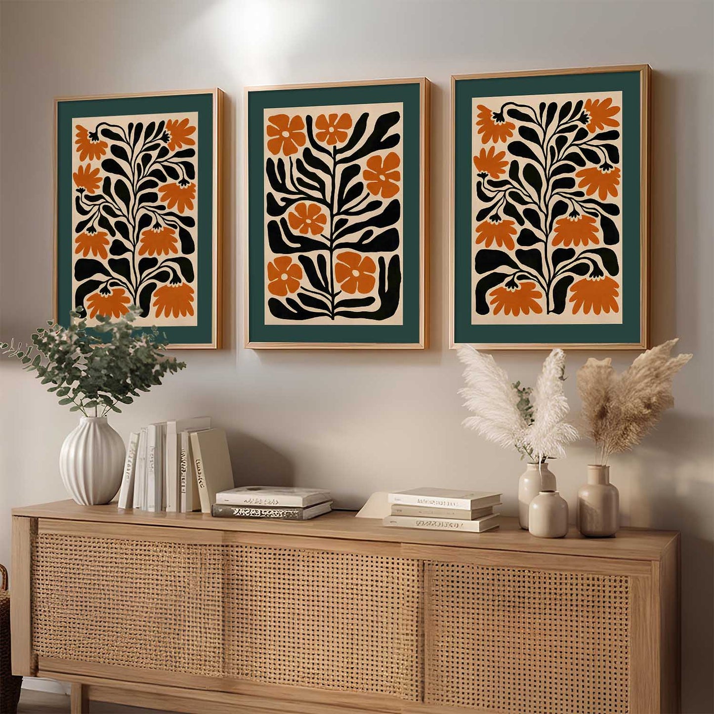 Aesthetic Floral Art Home Decoration | Boho Floral Paintings With Frame For Living Room Bed Room Hotel Wall Decor Digital Reprint