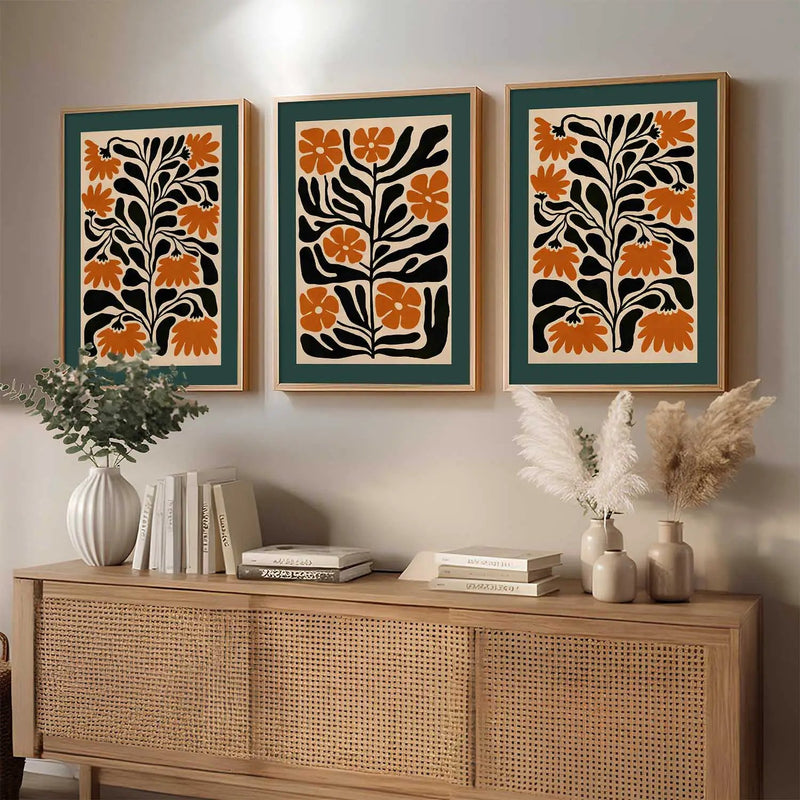 Floral Framed Wall Art Prints | Set of 3 | Home Decor