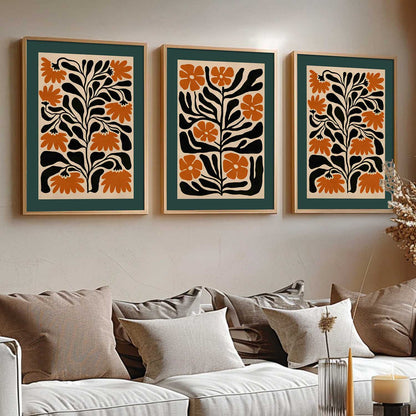 Aesthetic Floral Art Home Decoration | Boho Floral Paintings With Frame For Living Room Bed Room Hotel Wall Decor Digital Reprint