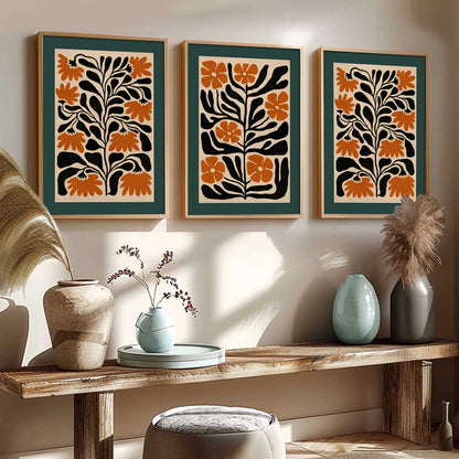 Aesthetic Floral Art Home Decoration | Boho Floral Paintings With Frame For Living Room Bed Room Hotel Wall Decor Digital Reprint