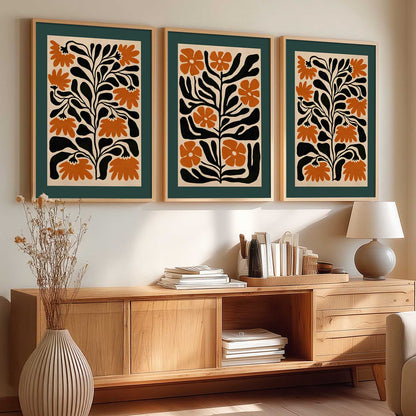 Aesthetic Floral Art Home Decoration | Boho Floral Paintings With Frame For Living Room Bed Room Hotel Wall Decor Digital Reprint