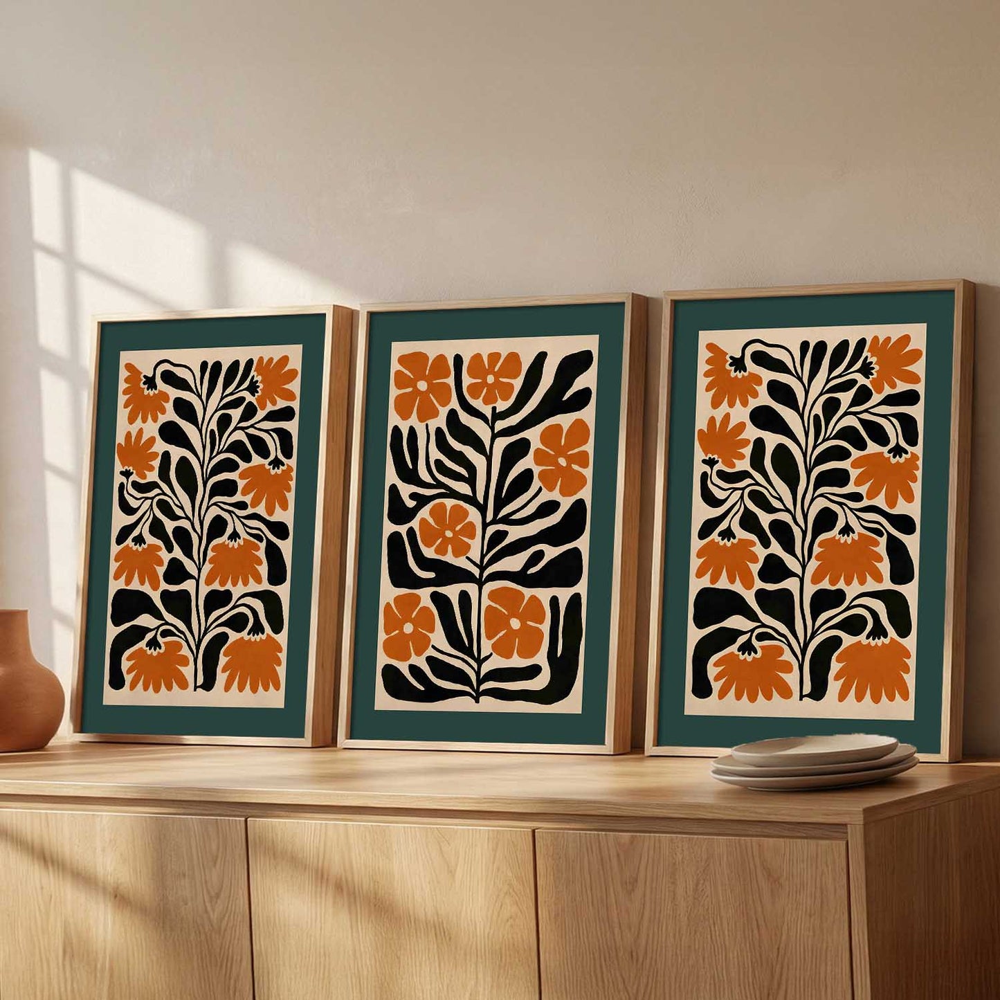 Aesthetic Floral Art Home Decoration | Boho Floral Paintings With Frame For Living Room Bed Room Hotel Wall Decor Digital Reprint