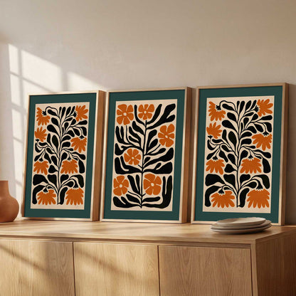 Aesthetic Floral Art Home Decoration | Boho Floral Paintings With Frame For Living Room Bed Room Hotel Wall Decor Digital Reprint