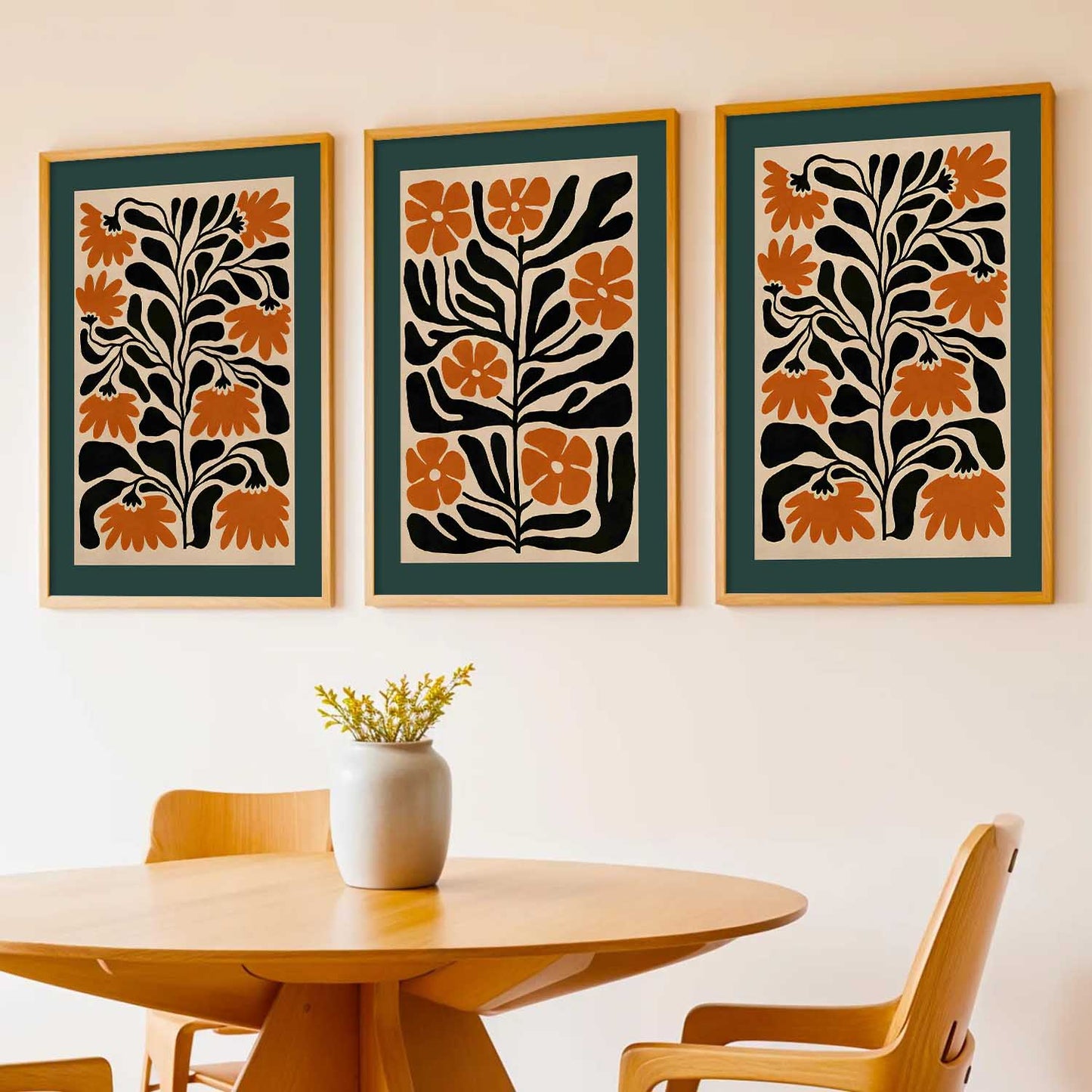 Aesthetic Floral Art Home Decoration | Boho Floral Paintings With Frame For Living Room Bed Room Hotel Wall Decor Digital Reprint