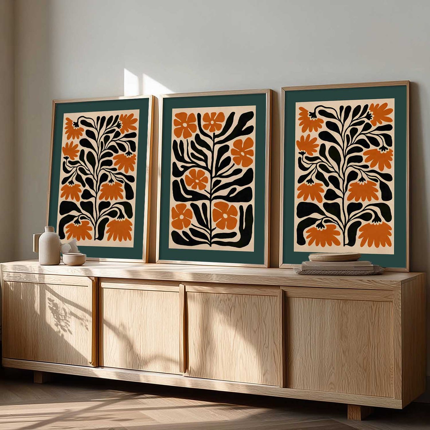 Aesthetic Floral Art Home Decoration | Boho Floral Paintings With Frame For Living Room Bed Room Hotel Wall Decor Digital Reprint