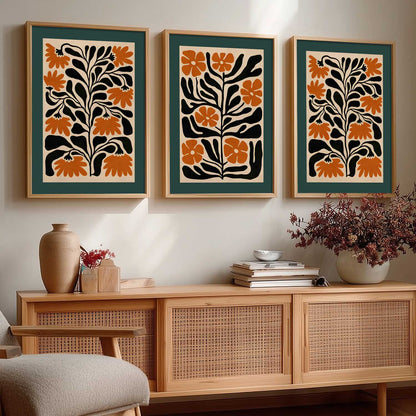 Aesthetic Floral Art Home Decoration | Boho Floral Paintings With Frame For Living Room Bed Room Hotel Wall Decor Digital Reprint