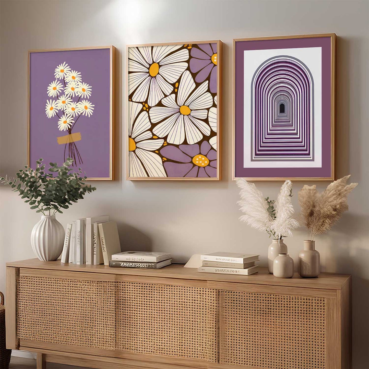 Boho Floral Art Home Decoration Painting | Floral Aesthetic Paintings With Frame For Living Room Bed Room Hotel Wall Decor Digital Reprint