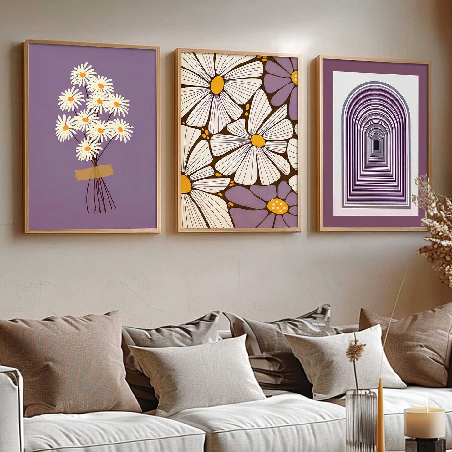 Boho Floral Art Home Decoration Painting | Floral Aesthetic Paintings With Frame For Living Room Bed Room Hotel Wall Decor Digital Reprint