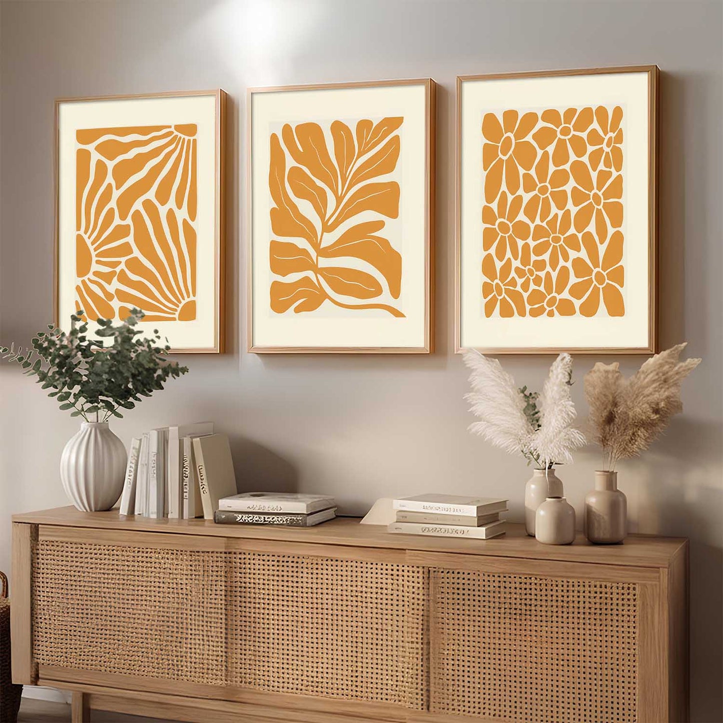 Aesthetic Floral Art Home Decoration | Boho Floral Paintings With Frame For Living Room Bed Room Hotel Wall Decor Digital Reprint