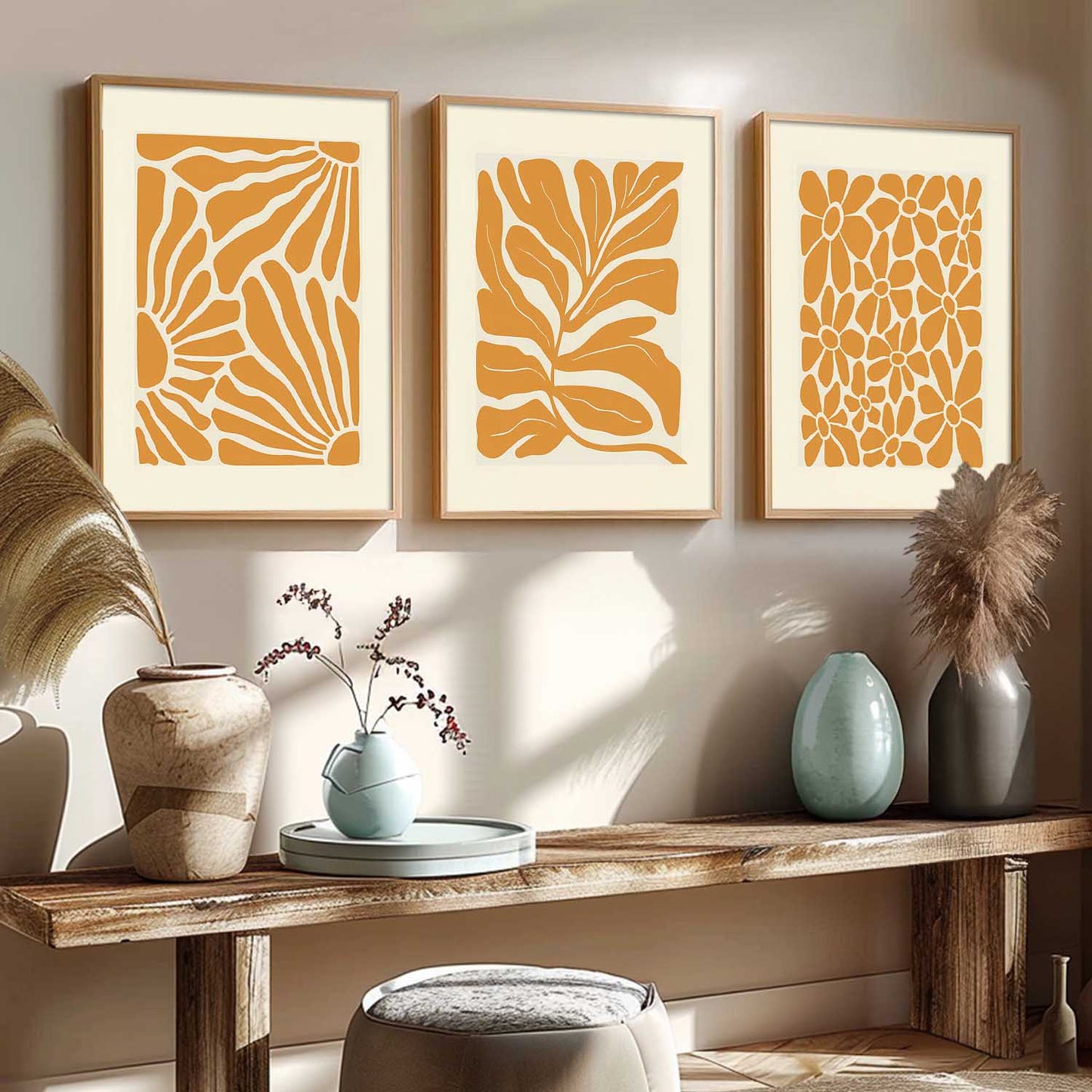 Aesthetic Floral Art Home Decoration | Boho Floral Paintings With Frame For Living Room Bed Room Hotel Wall Decor Digital Reprint