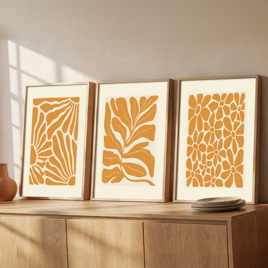 Aesthetic Floral Art Home Decoration | Boho Floral Paintings With Frame For Living Room Bed Room Hotel Wall Decor Digital Reprint