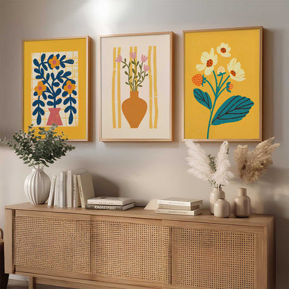 Aesthetic Floral Art Home Decoration | Boho Floral Paintings With Frame For Living Room Bed Room Hotel Wall Decor Digital Reprint