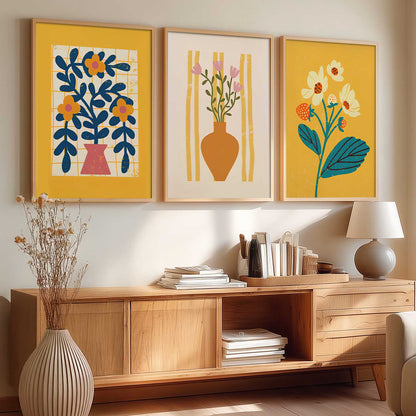 Aesthetic Floral Art Home Decoration | Boho Floral Paintings With Frame For Living Room Bed Room Hotel Wall Decor Digital Reprint