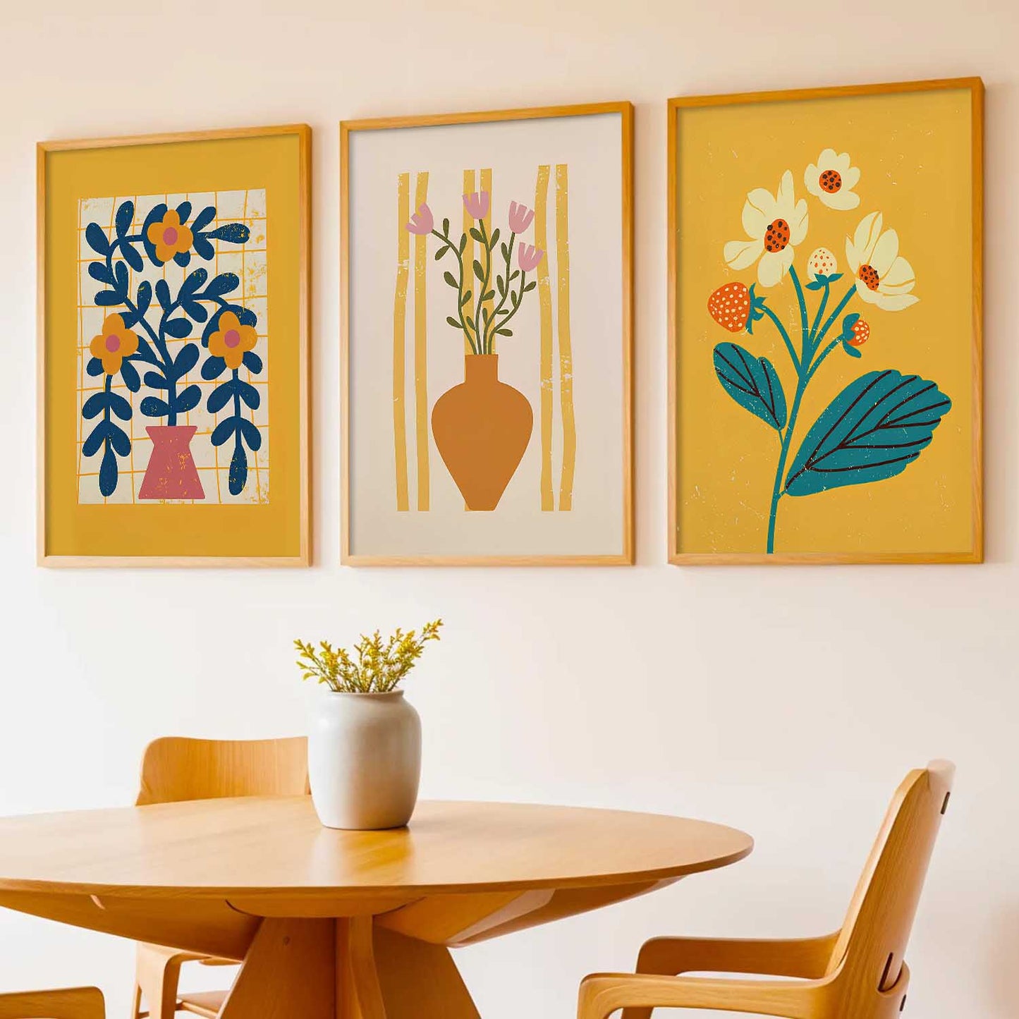 Aesthetic Floral Art Home Decoration | Boho Floral Paintings With Frame For Living Room Bed Room Hotel Wall Decor Digital Reprint