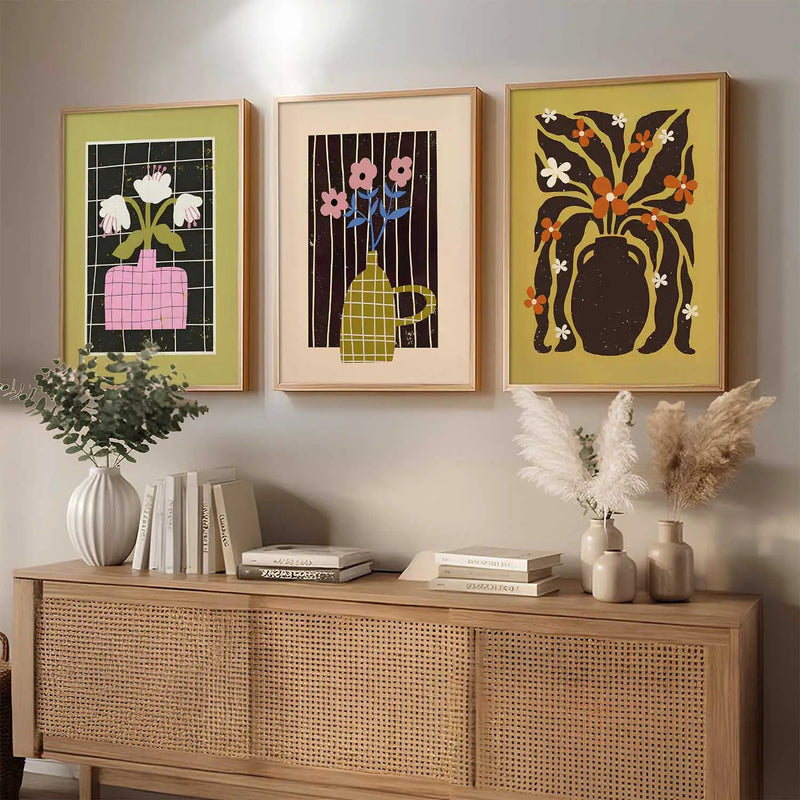Boho Framed Wall Art Prints | Set of 3 | Home Decor